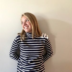 Crewcuts girls nautical stripe sweatshirt with bows on shoulder